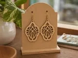 [Laser cut and engrave] Filigree Teardrop Dangle Earrings with Ornate Cutout Pattern