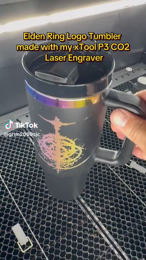 [Laser cut and engrave] Elden Ring Logo Insulated Travel Tumbler
