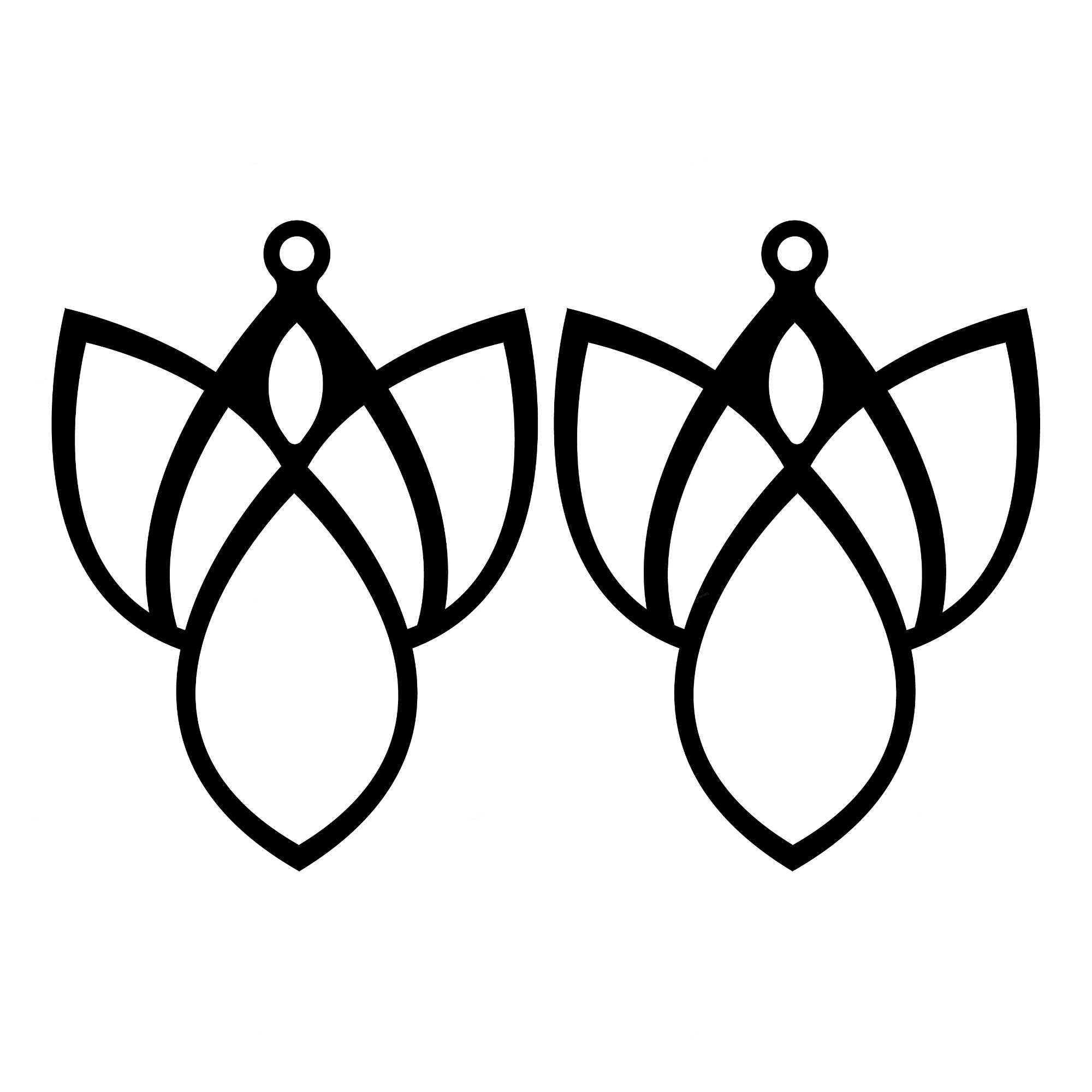 [Laser cut and engrave] Set of Geometric Wooden Teardrop and Filigree Earring Pendants
