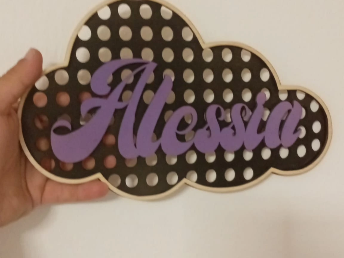 Personalized Cloud Wall Sign with Polka Dot Pattern