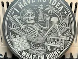 [Laser cut and engrave] I Have No Idea What I'm Doing Skeleton Hammock Round Coaster