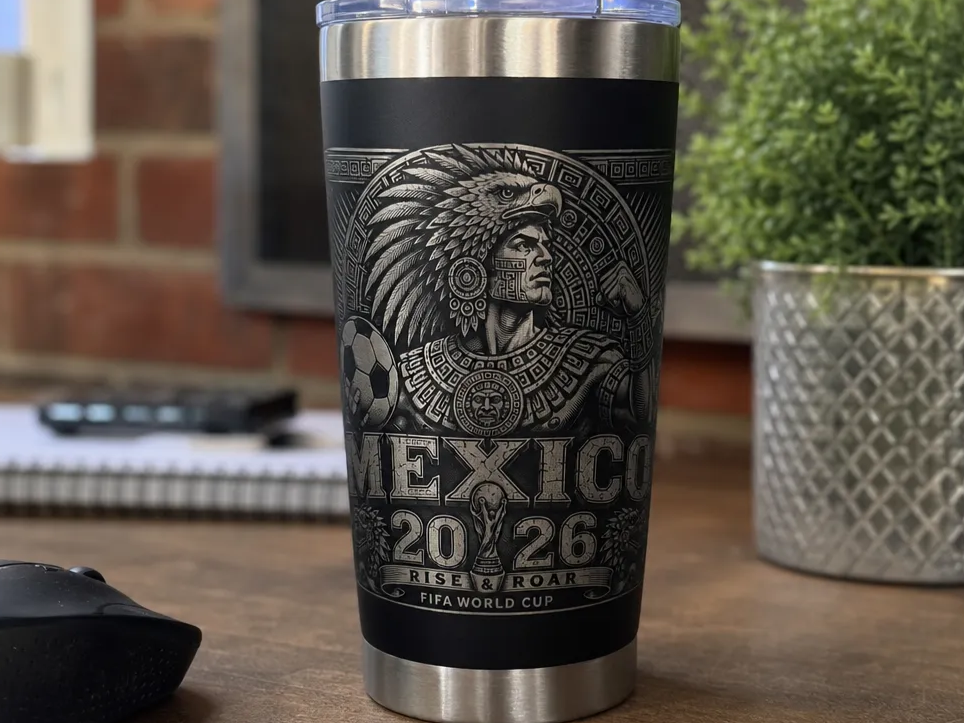 Mexico 2026 FIFA World Cup Aztec Warrior Stainless Steel Tumbler