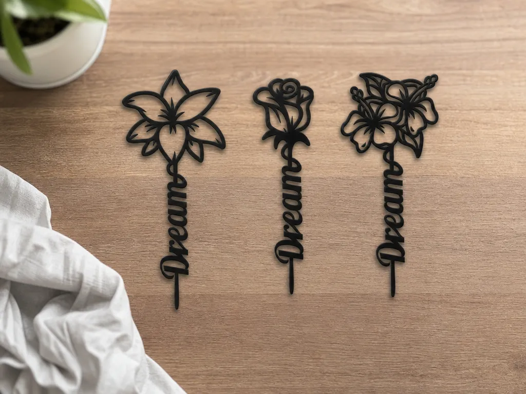 Set of Floral Dream Word Cake Toppers Bundle