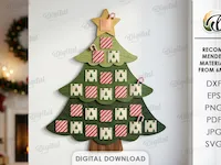 [Laser cut and engrave] 3D Christmas Advent Calendar Bases Bundle. Xmas Countdown Calendar Laser Cut File. Felt Christmas Wall Decor. Wreath SVG. Gingerbread House