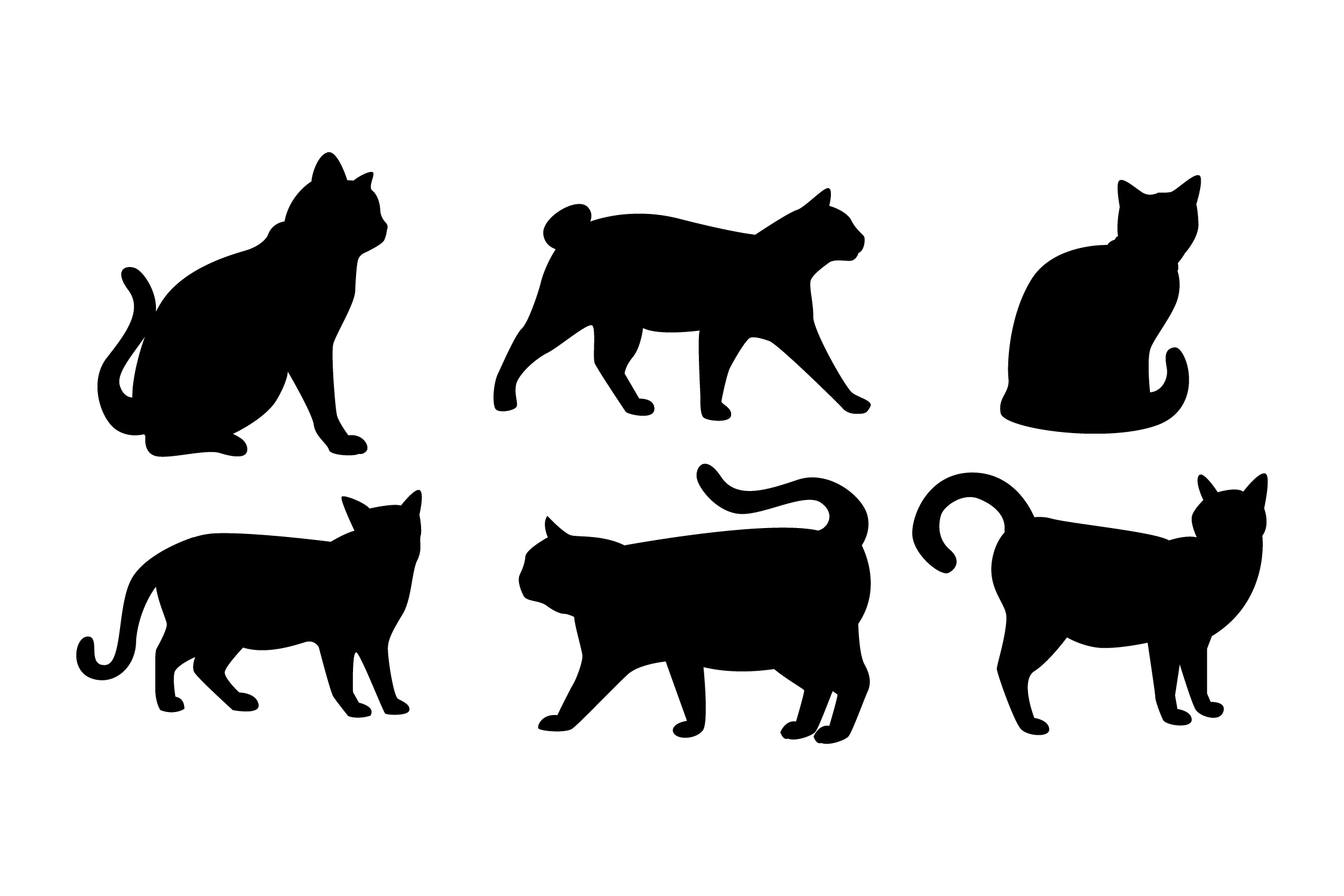 [Laser cut and engrave] Black Cat Silhouette Window Decal Set