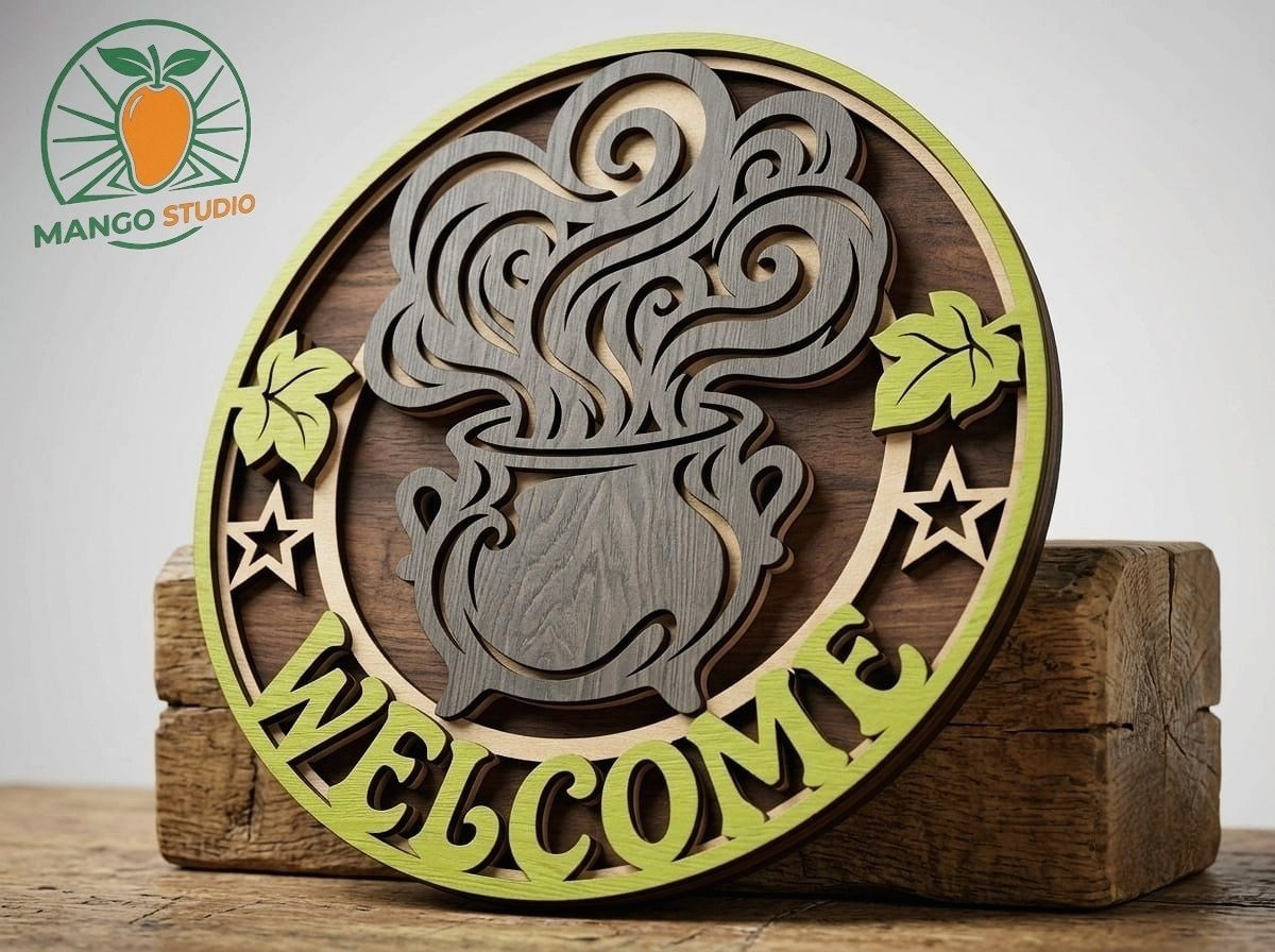 [Laser cut and engrave] 3D Halloween Welcome Sign Laser SVG