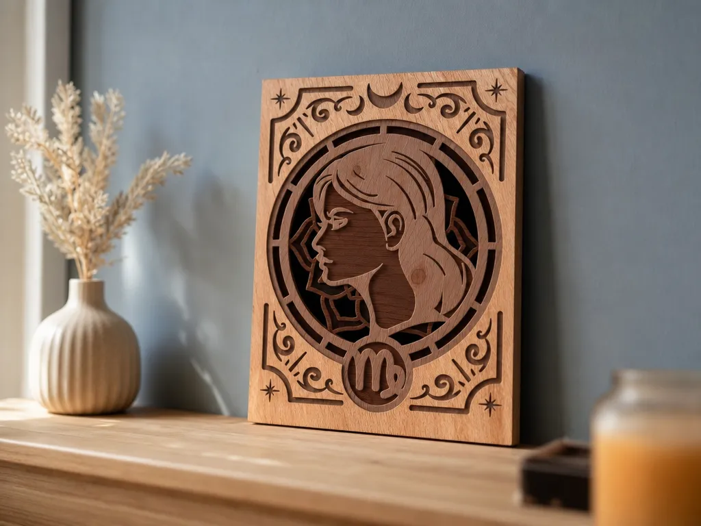 Virgo Zodiac Sign Wooden Wall Art Plaque