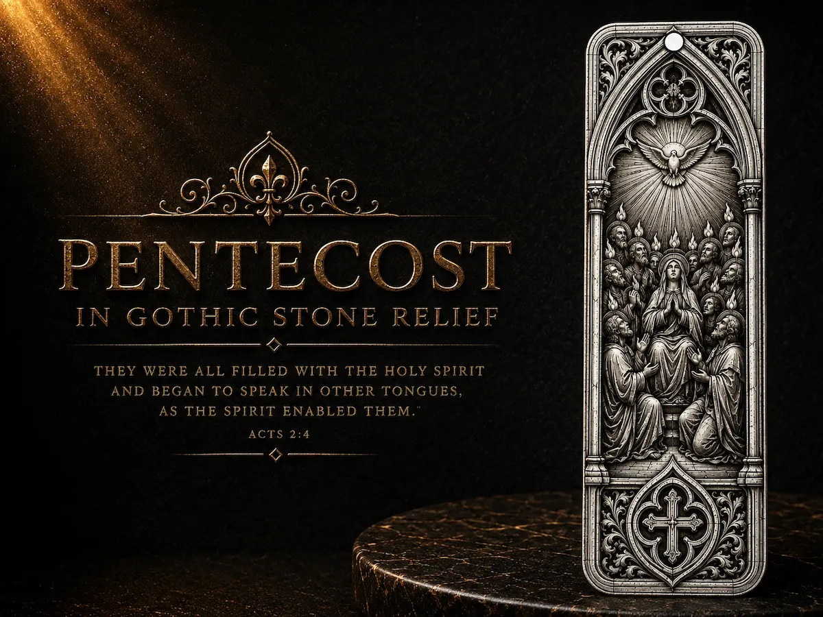 [Laser cut and engrave] Pentecost Gothic Stone Relief Wall Plaque