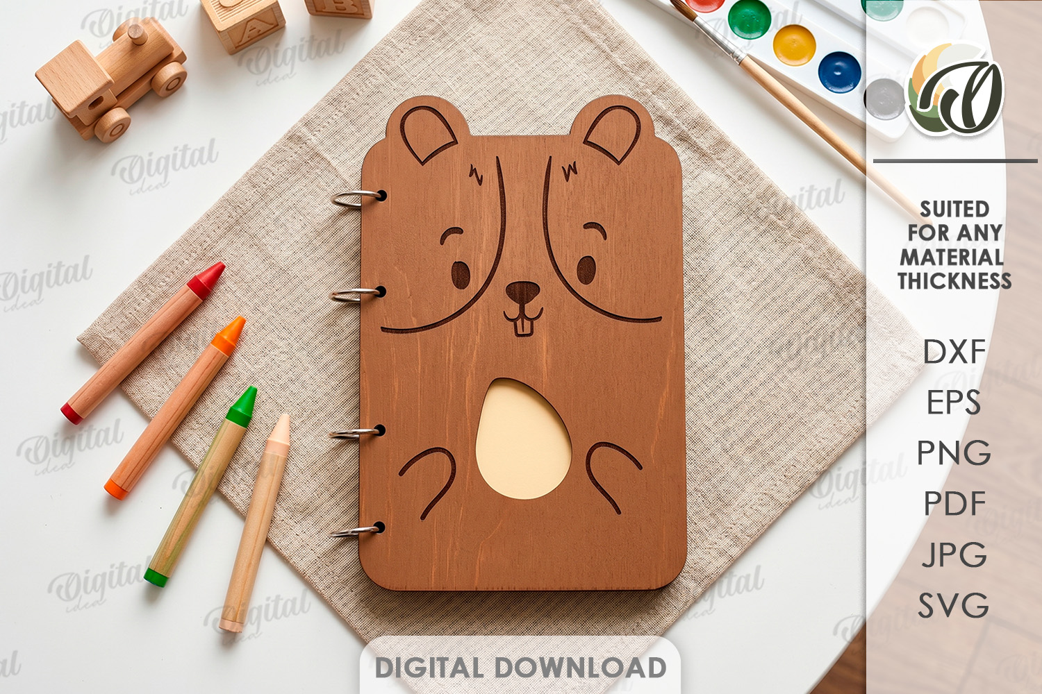 [Laser cut and engrave] Cute Notebook Covers Bundle. Animal Journal Cover Laser Cut Files. Kids Notebook. School SVG. 4 Ring Binder. Children's Planner