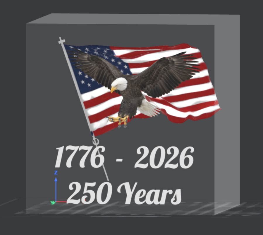 [Laser cut and engrave] American Eagle 250th Anniversary Commemorative Glass Cube