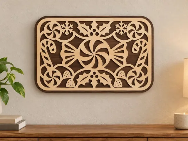 Festive Candy Theme Wooden Laser-Cut Wall Art & Home Decor
