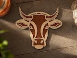 [Laser cut and engrave] Layered Wooden Bull Head Wall Art
