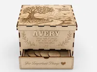 [Laser cut and engrave] Personalized Avery Keepsake Box with Tree of Life Lid