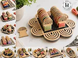 [Laser cut and engrave] Flower Shaped Embroidery Floss Organizer with Thread Bobbins Laser Cut Bundle. Crafting and Sewing