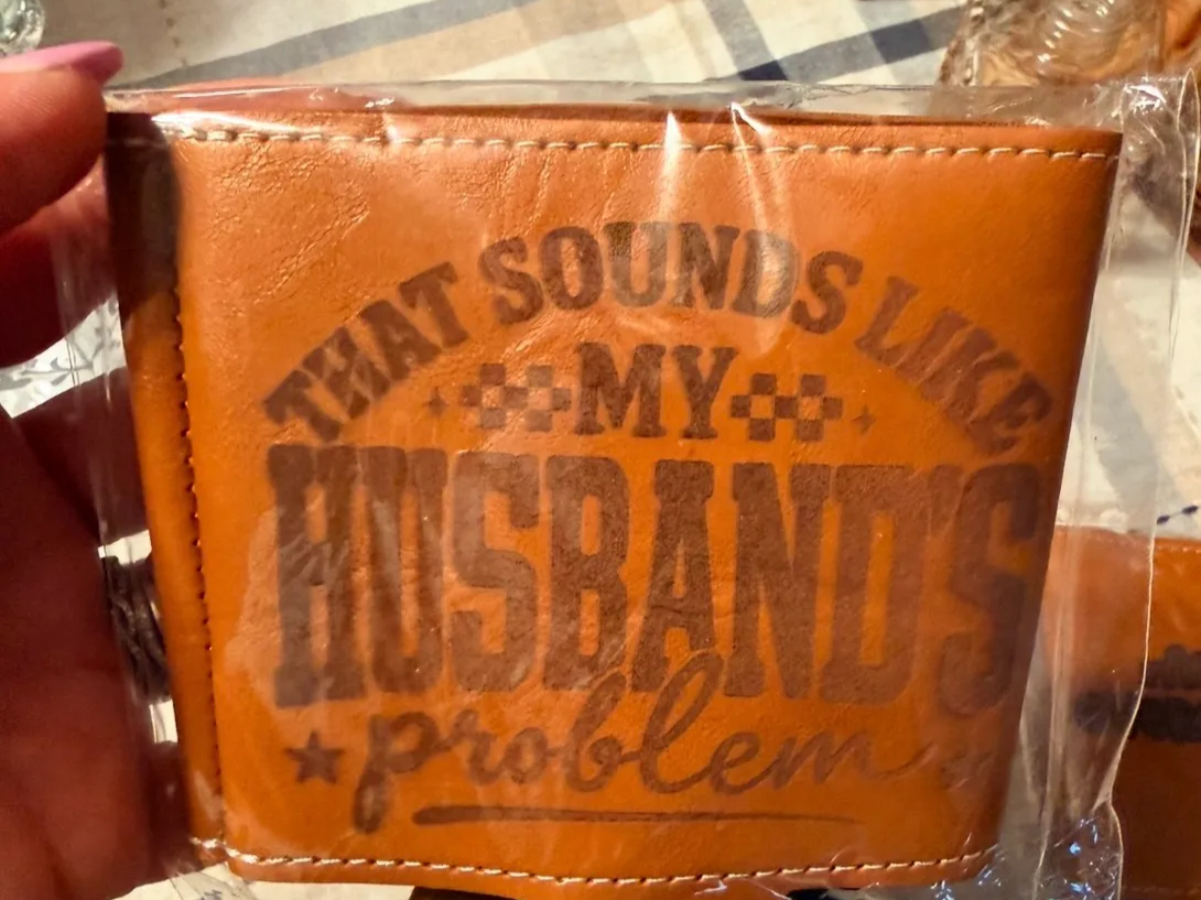 Leather Cup Sleeve with That Sounds Like My Husband's Problem Quote