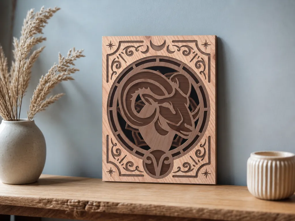 Aries Zodiac Sign Wooden Wall Art Panel