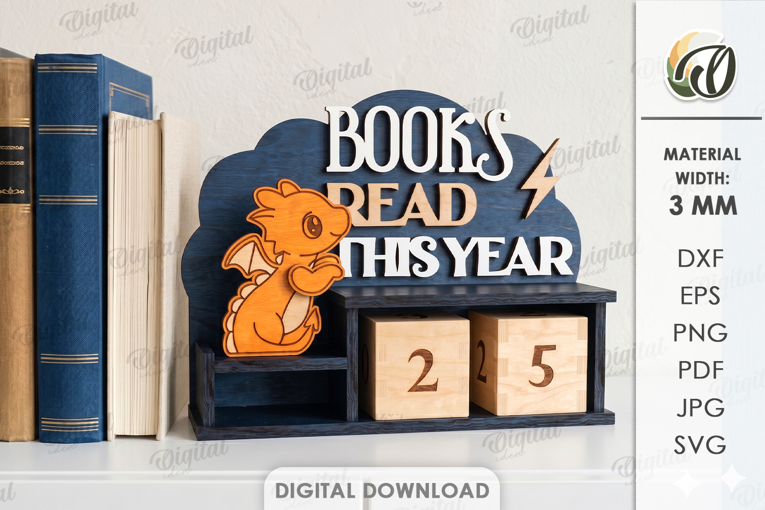 [Laser cut and engrave] 3D Books Read This Year Trackers Bundle. Reading Counter Shelf Decor Laser Cut Files. Book Tracker Display. Kids Room Decor. Book Lover