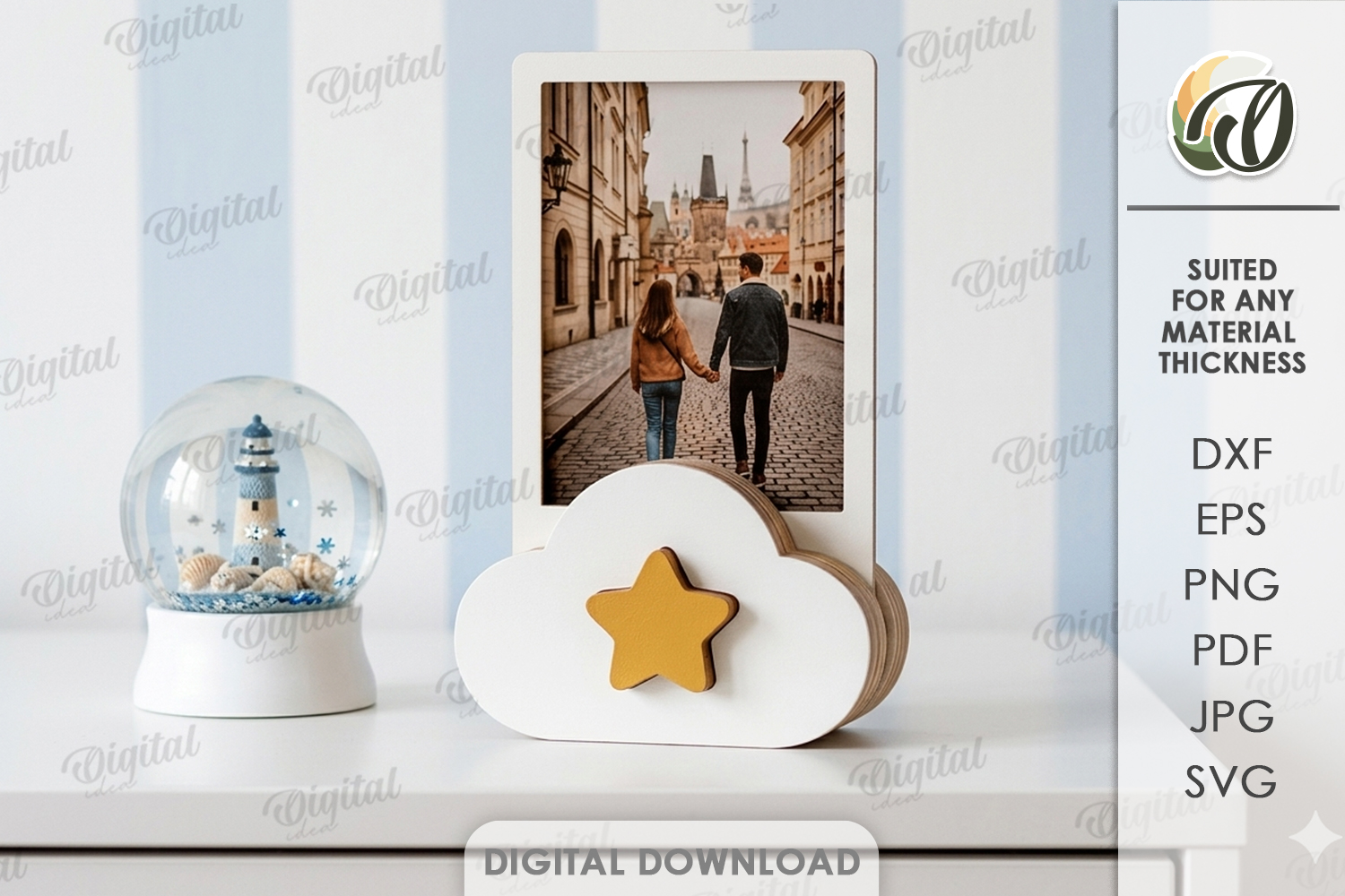 [Laser cut and engrave] 3D Polaroid Holder Bundle. 10 Cute Photo Stands Laser cut files. Desk Picture Display. Minimalist Home Decor. Heart. Daisy SVG. Retro
