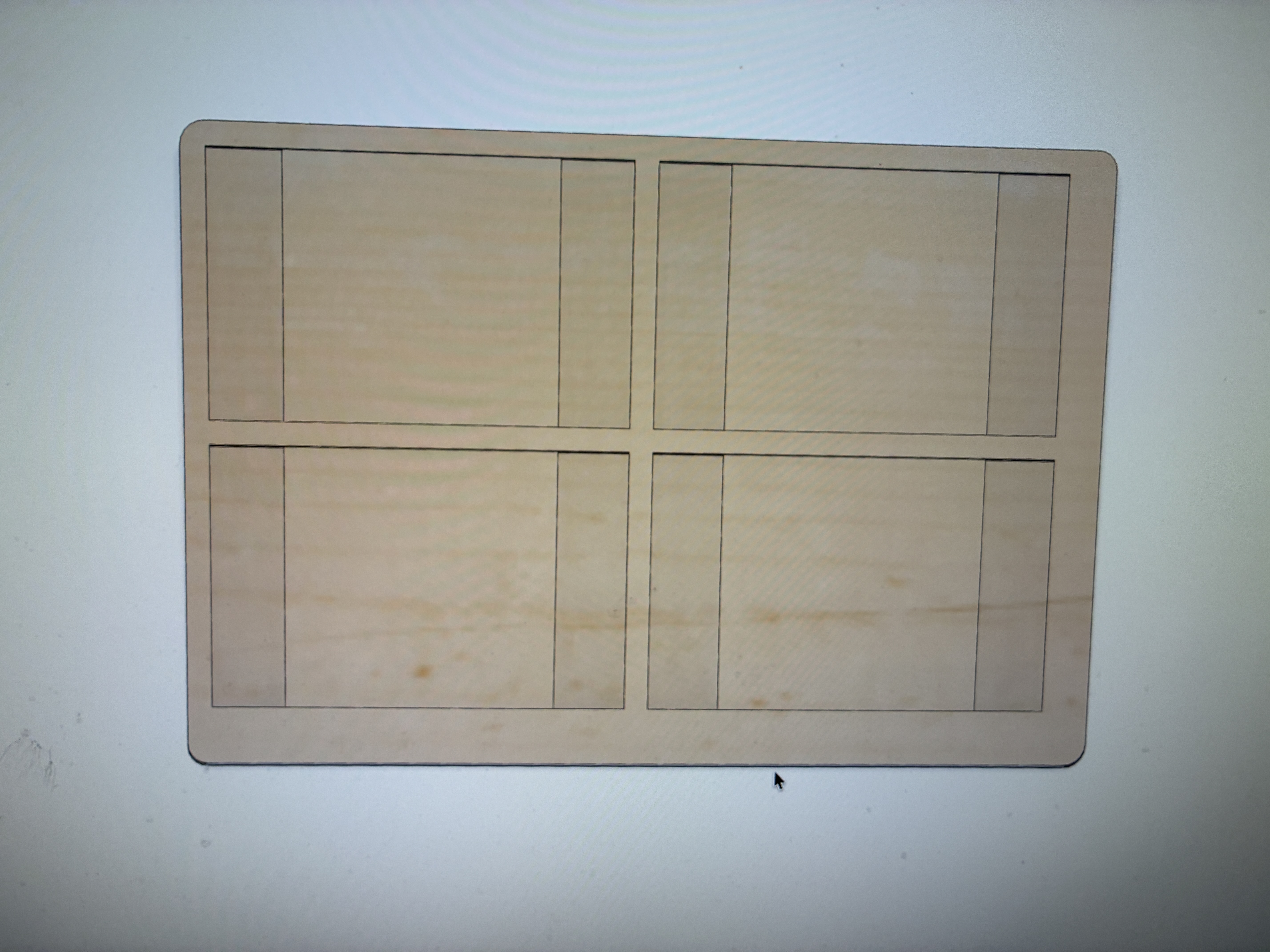 [Laser cut and engrave] Rectangular Wooden Serving Tray with Four Compartments