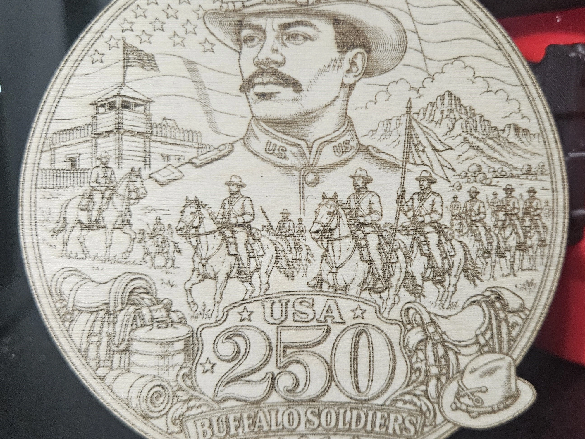 Buffalo Soldiers 250th Anniversary Commemorative Wooden Plaque