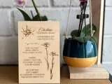[Laser cut and engrave] Edelweiss botanical information plaque with floral illustrations