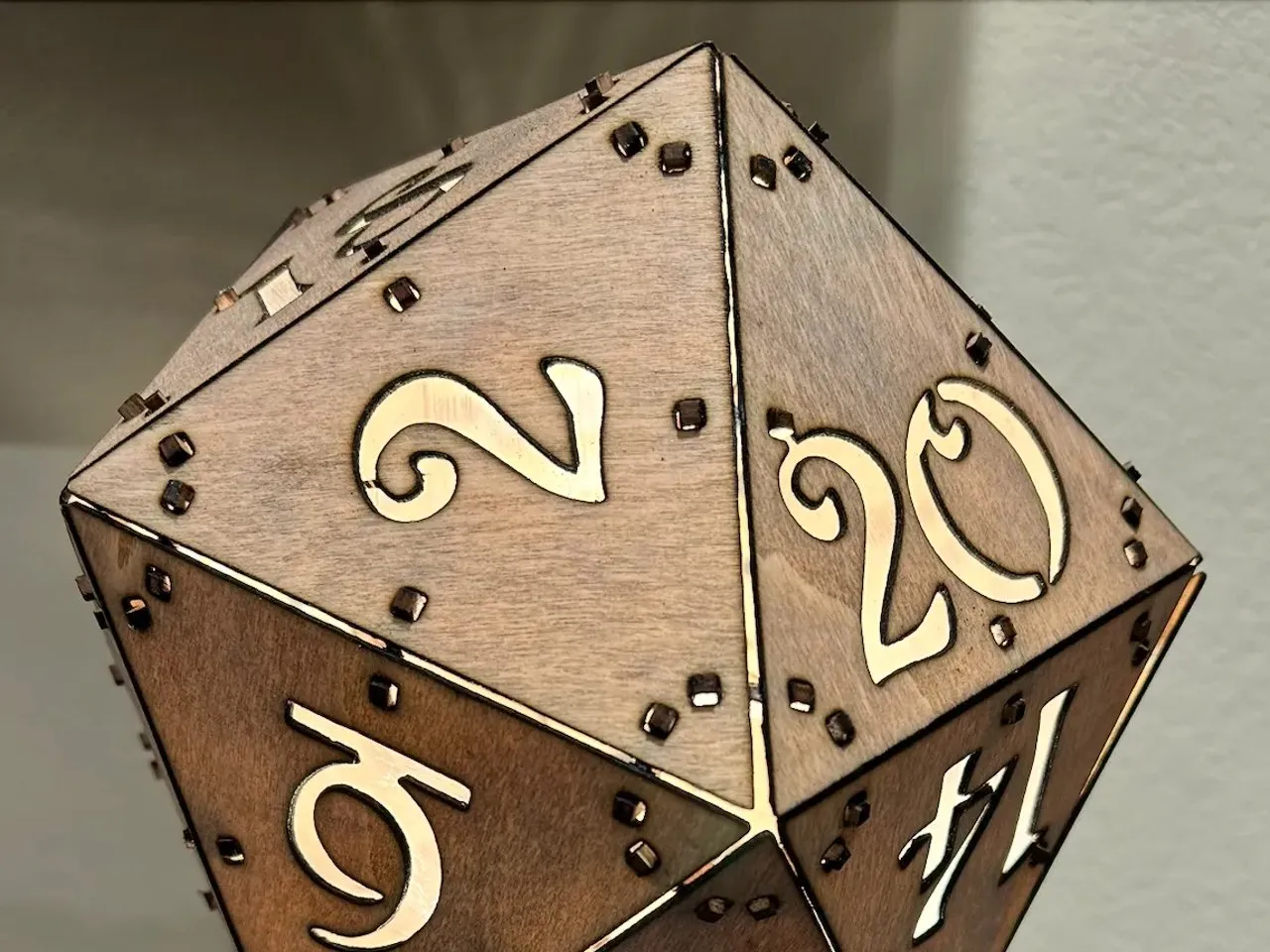 [Laser cut and engrave] Large Wooden D20 Polyhedral Dice for Tabletop Gaming