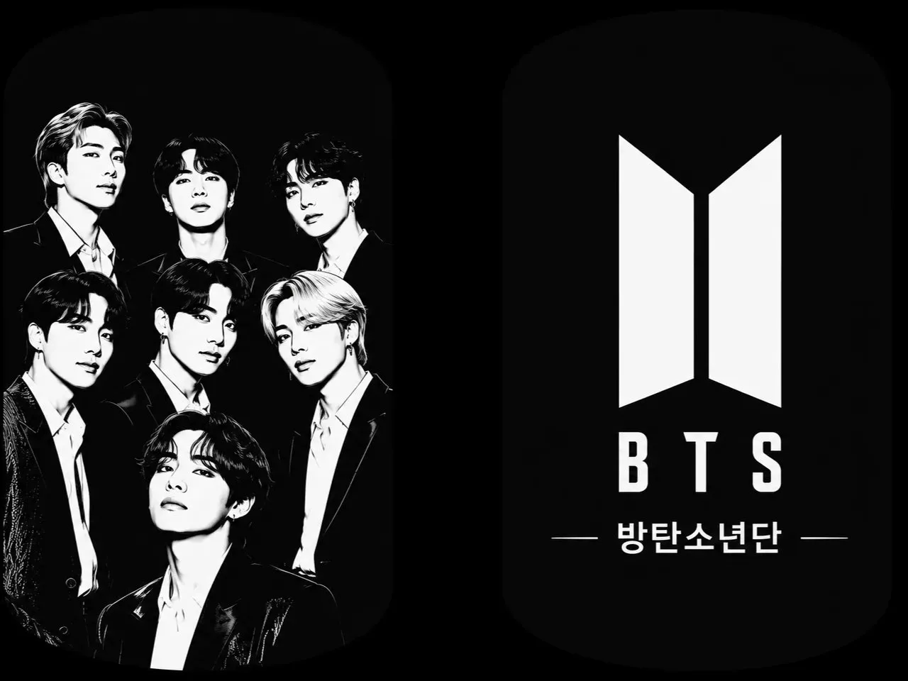 [Laser cut and engrave] Plaque décorative avec portrait du groupe K-pop BTS et logo officiel