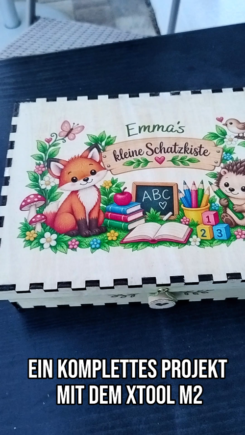 [Laser cut and engrave,Inkjet printing] Emmas kleine Schatzkiste – Back to School mit dem xTool M