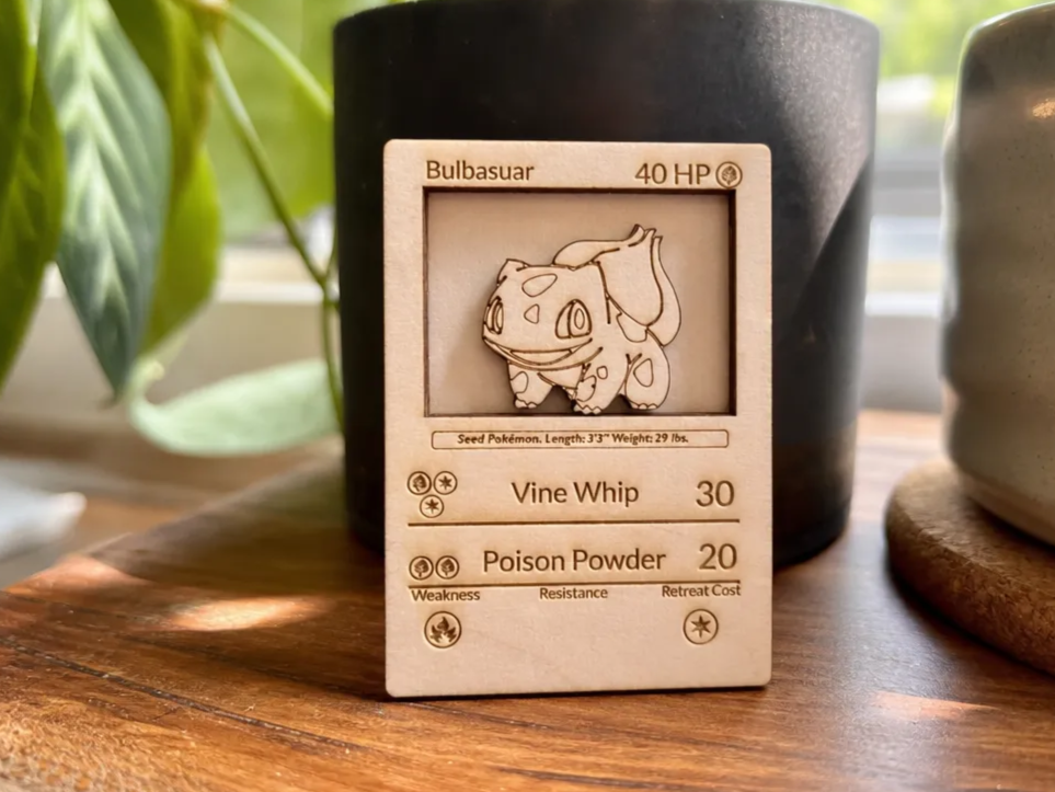 Bulbasaur Wooden Pokémon Card