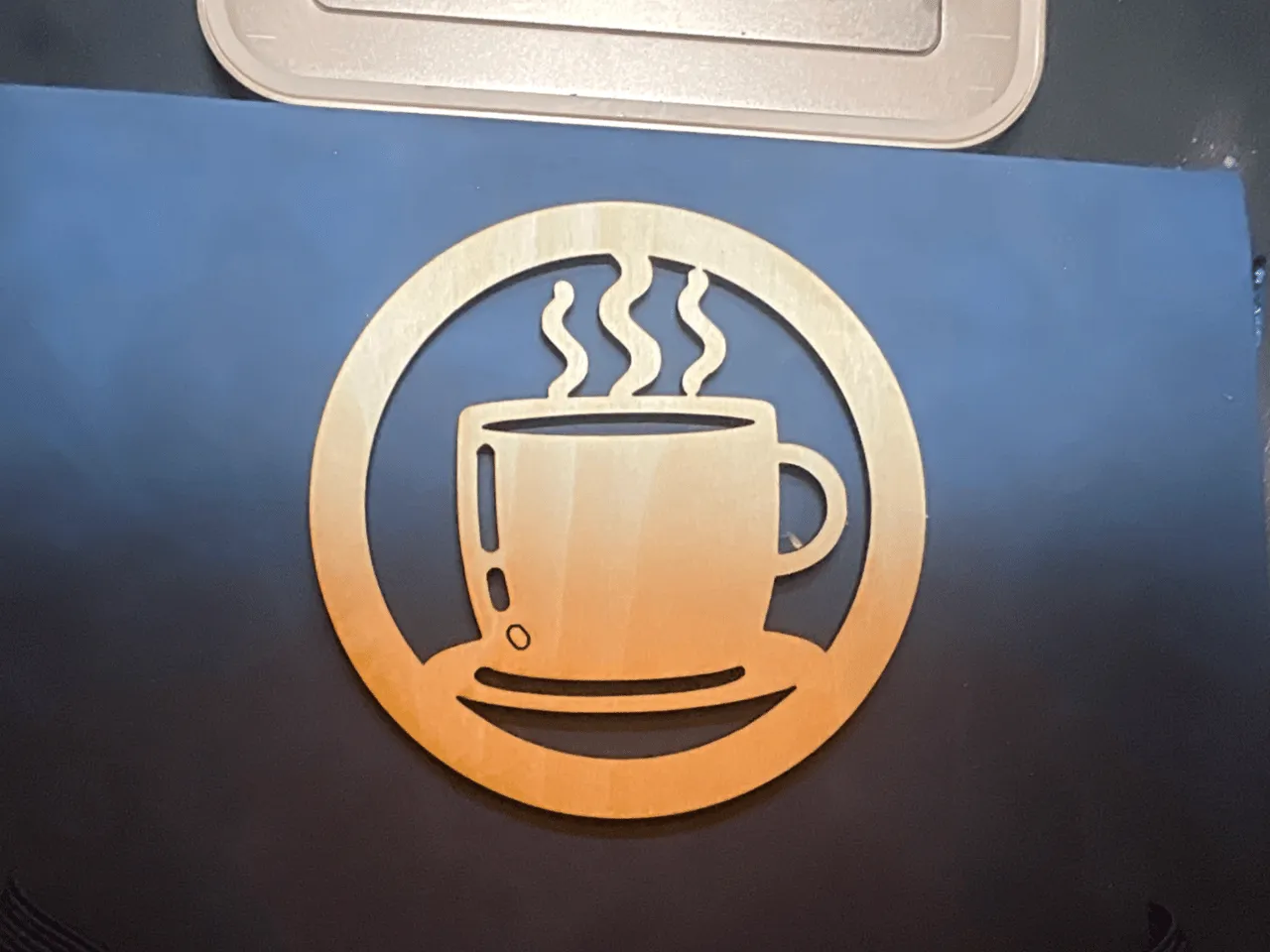 [Laser cut and engrave] Circular Coffee Cup Wall Sign with Steaming Beverage Icon