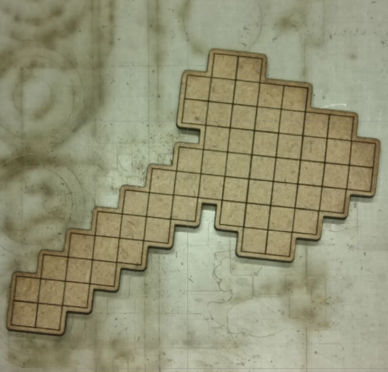 [Laser cut and engrave] Pixelated Blocky Game Pickaxe Wall Art