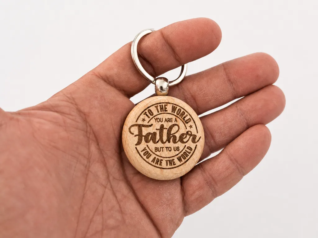 To The World You Are A Father Wooden Keychain