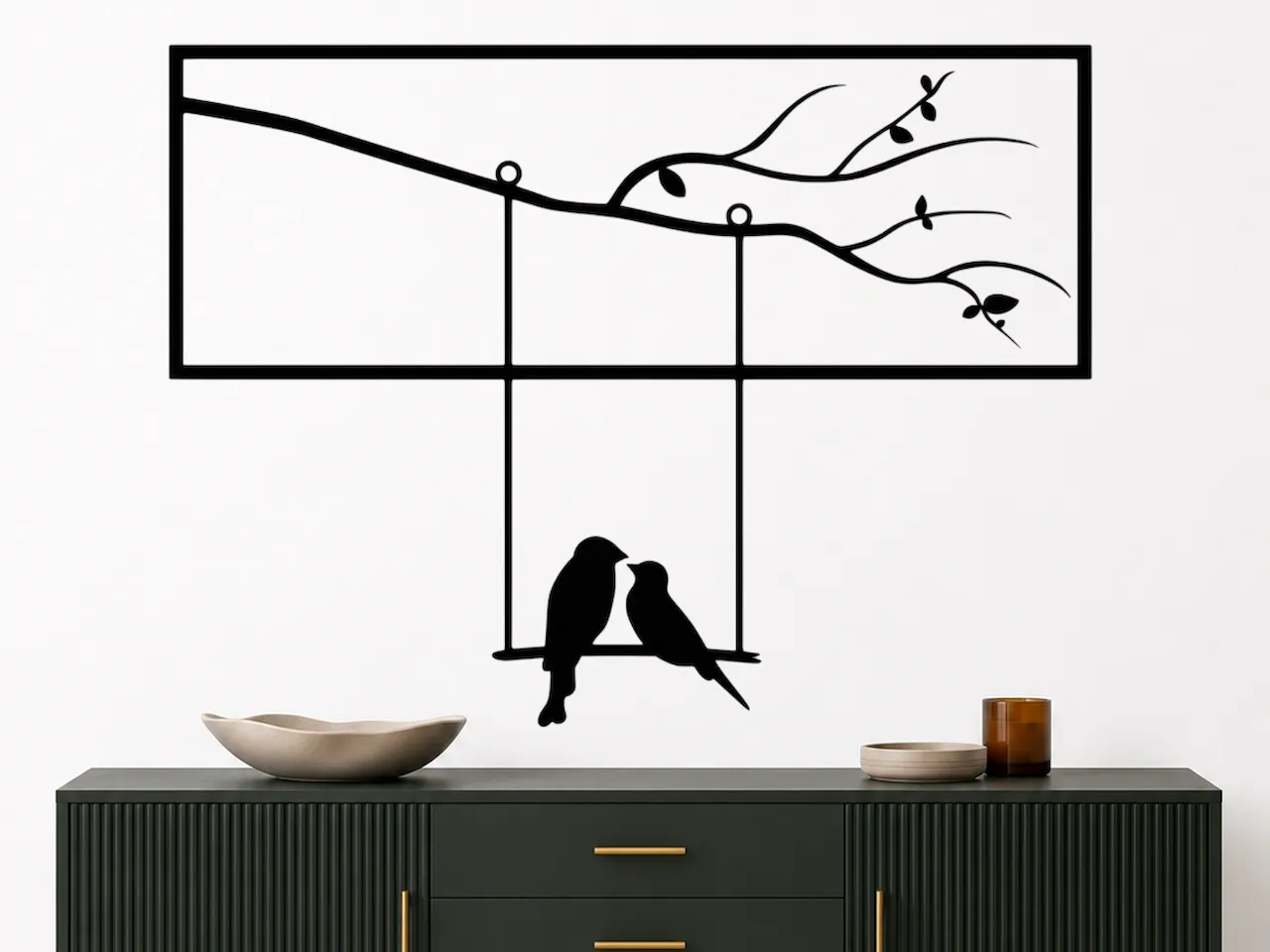 Love Birds Swing Wall Art SVG, คู่รักนกโรแมนติก SVG, ตกแต่งผนังชิงช้าแขวน, ไฟล์ตัดด้วยเลเซอร์, ศิลปะบนผนังธรรมชาติ instruction: step 1 - 