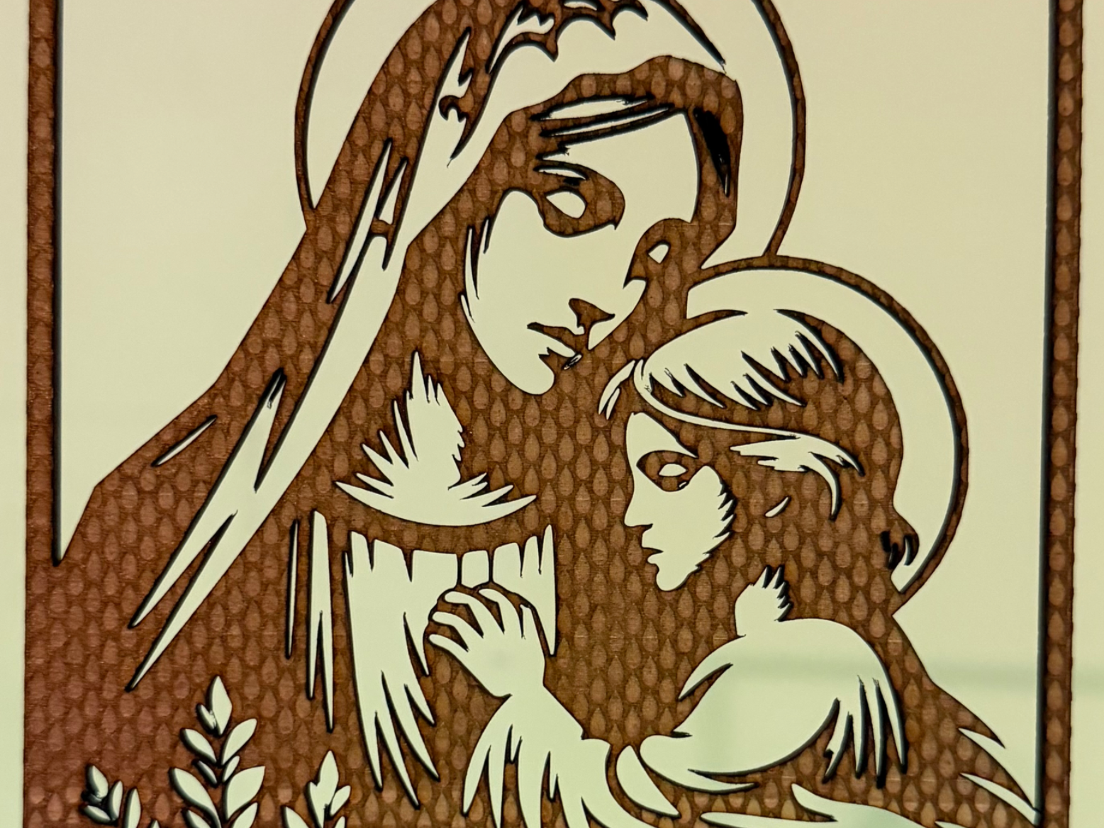 Tableau mural représentant la Vierge Marie et l'Enfant Jésus