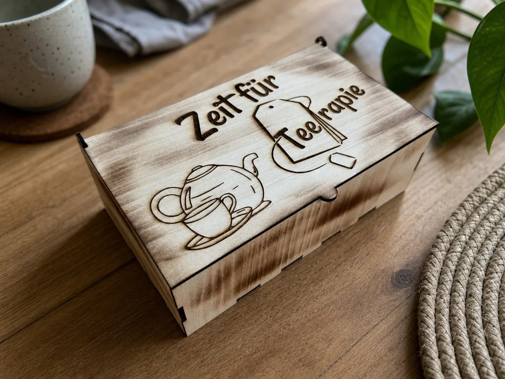 Teebox mit sechs Fächern für Teebeutel