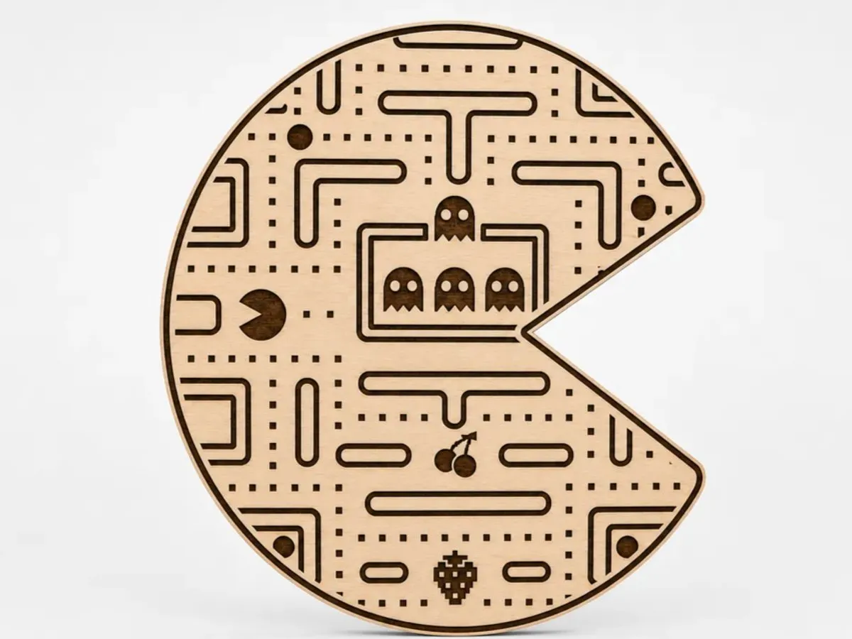 [Laser cut and engrave] Pac-Man Arcade Maze Wall Art