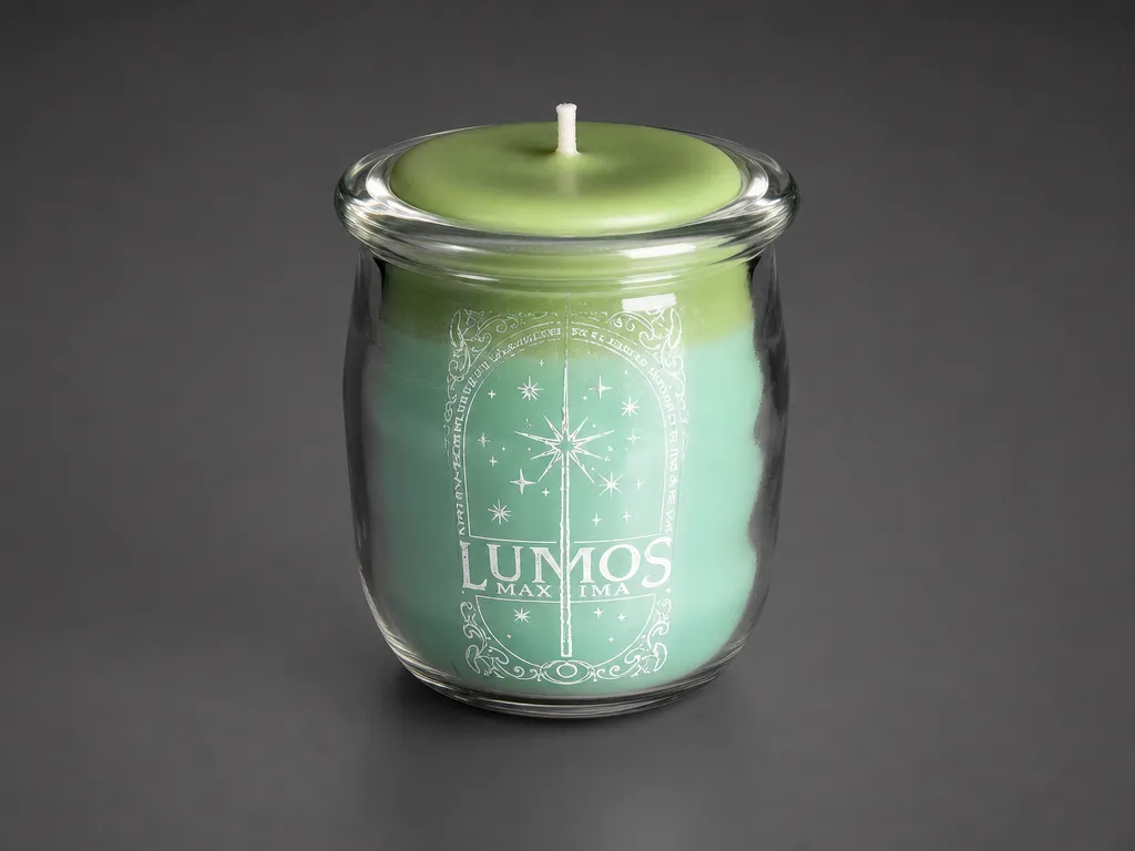 Bougie parfumée verte Lumos Maxima dans un pot en verre