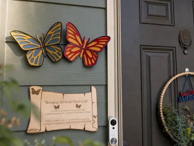 "Spiritual Good Luck Butterflies" Home Entryway Laser Cut and Engraved