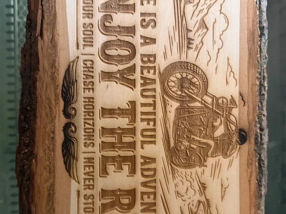 Life Is A Beautiful Adventure Motorcycle Live Edge Wood Sign