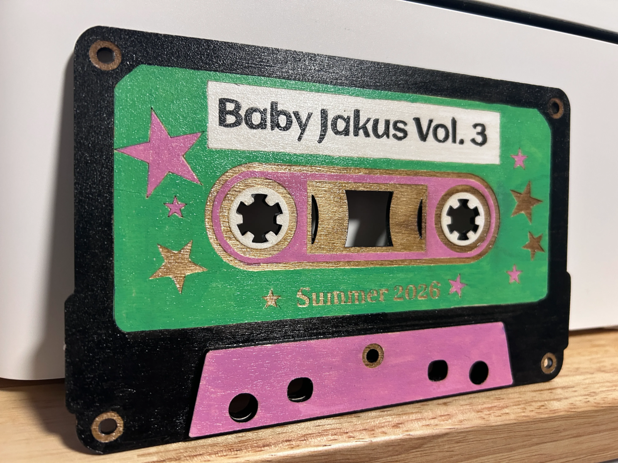Cassette tape shaped baby shower cake topper