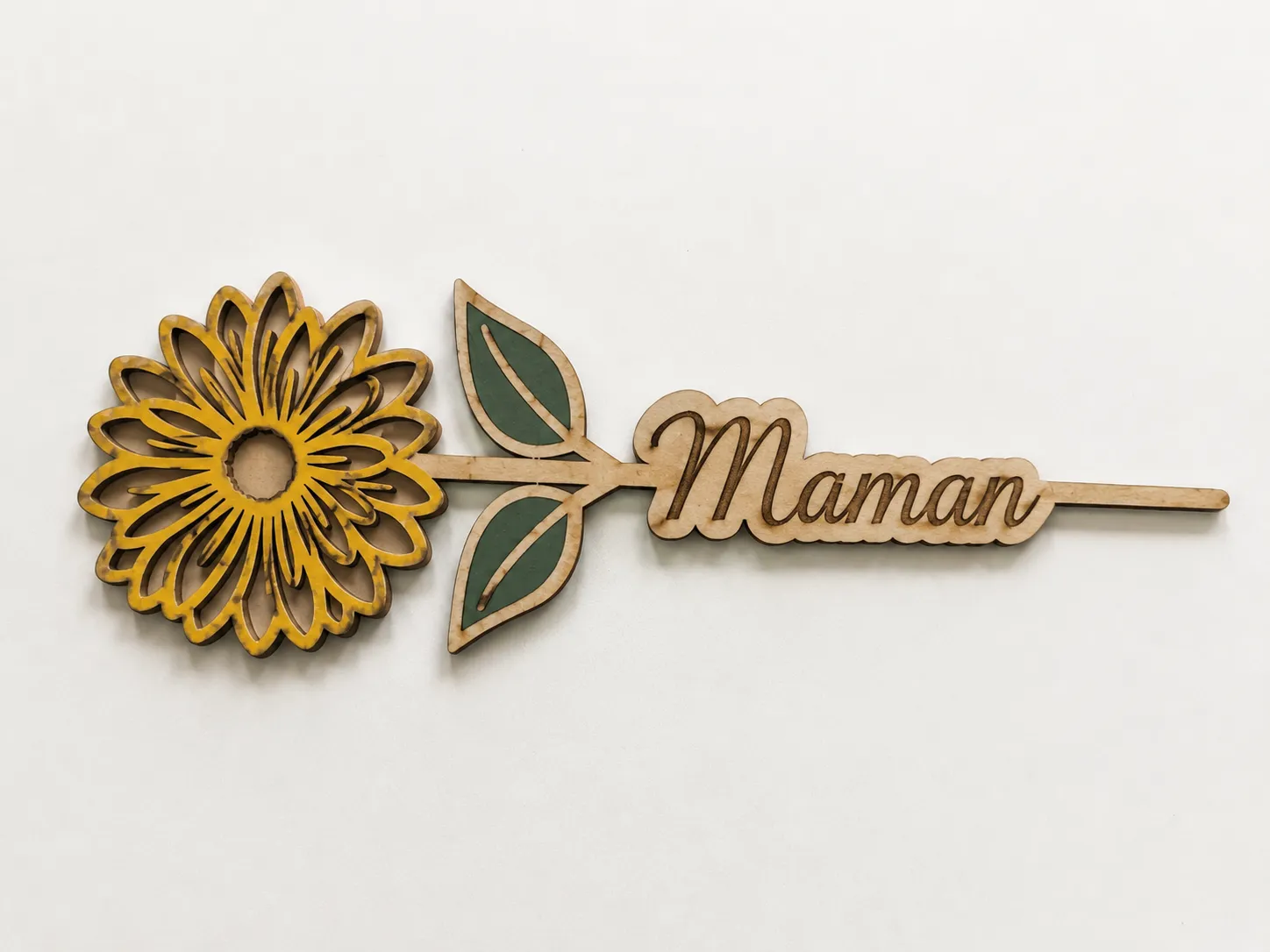 Tige de fleur décorative avec inscription Maman