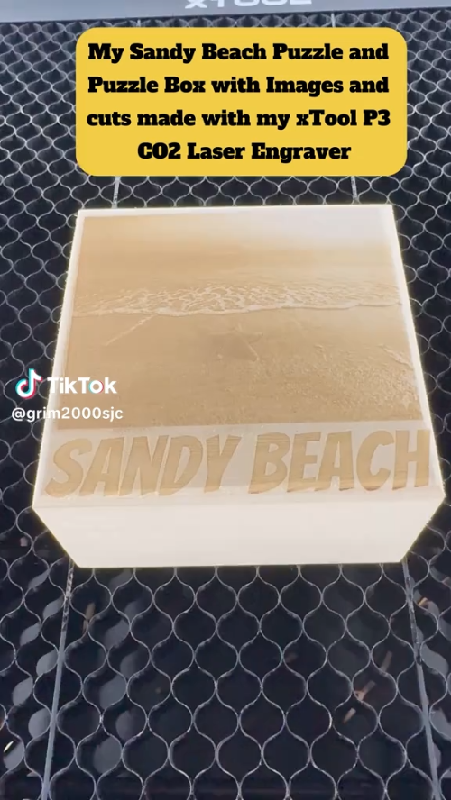 [Laser cut and engrave] Sandy Beach Jigsaw Puzzle in Wooden Storage Box