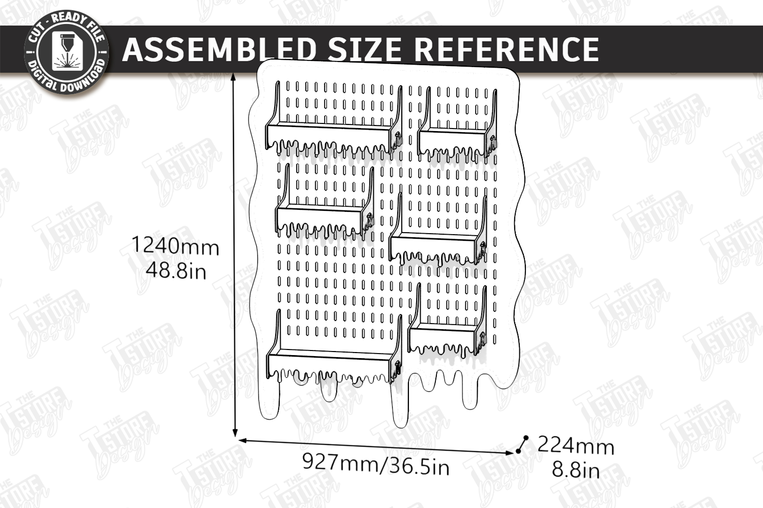 [Laser cut and engrave] Wall Mounted Pegboard Display Shelves for Indoor Plants and Home Organization Laser Cut Bundle