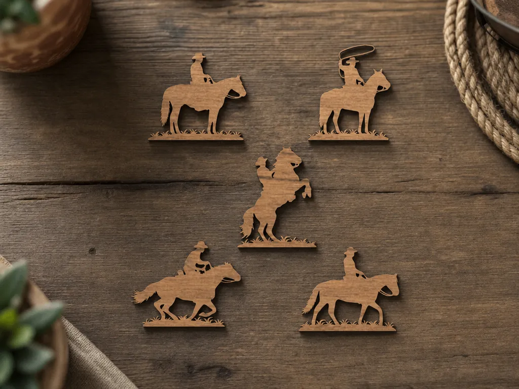 Western Cowboy and Horse Silhouette Cutouts