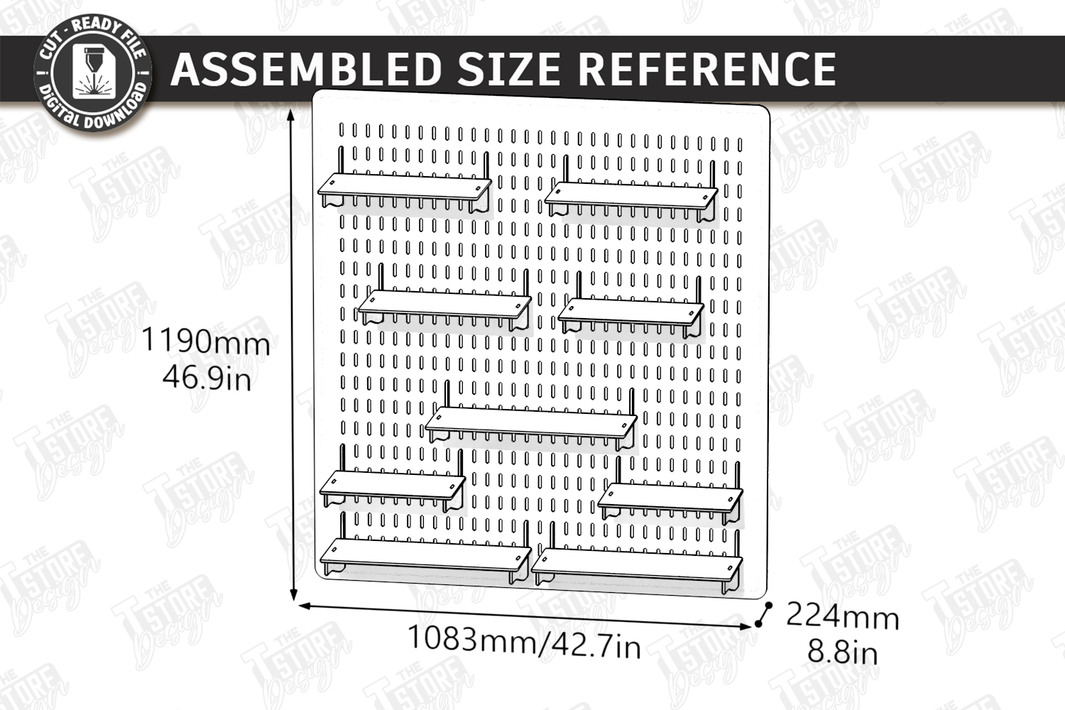 [Laser cut and engrave] Wall Mounted Pegboard Display Shelves for Indoor Plants and Home Organization Laser Cut Bundle