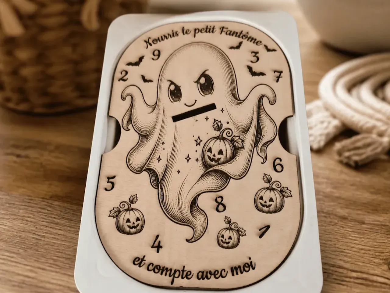 [Laser cut and engrave] Jeu éducatif en bois Nourris le petit fantôme pour apprendre à compter