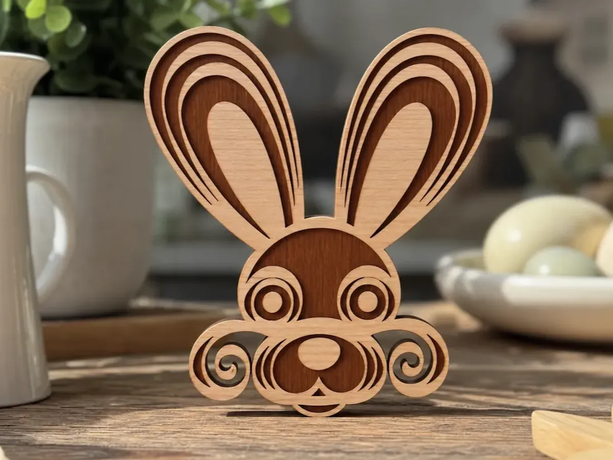 [Laser cut and engrave] Bunny Face - Decorative Laser Cut Design