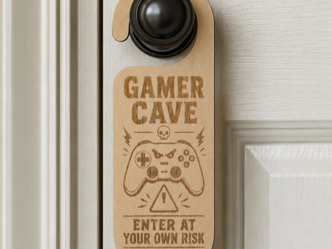 Gamer Cave Door Hanger Sign