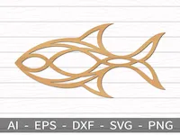 [Laser cut and engrave] Abstract Fish Silhouette Wall Art