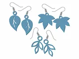 [Laser cut and engrave] Blue Leaf Shape Dangle Earrings Set